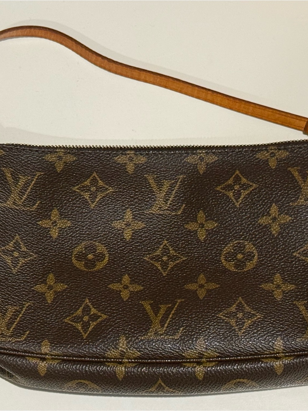 Authentic Louis Vuitton Monogram Pochette in Brown and Gold